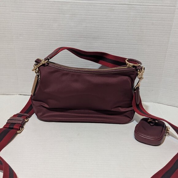 Coach Elle Shoulder Crossbody Bag + Coin Wallet Wine New No Tags - Picture 3 of 9